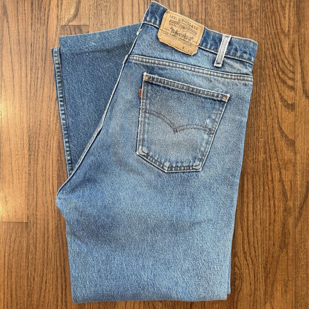 Vintage 80s Levis 517 Orange Tab Jeans Mens 38x32 Bootcut Faded USA Made